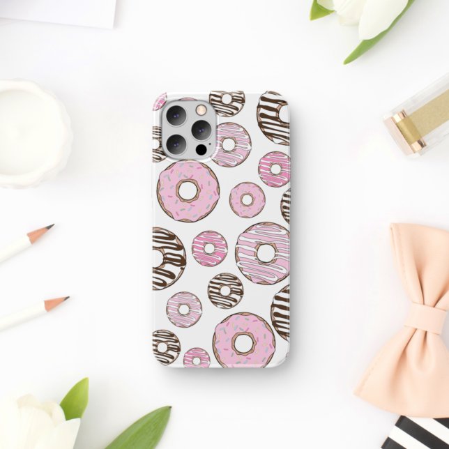 Funda De Case-Mate Para iPhone Patrón De Donuts, Donuts Rosados, Donuts Blancos (Subido por el creador)