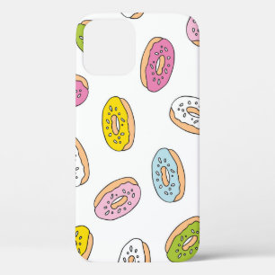 Funda Para iPhone 12 Patrón de donuts Doodle, diseño sin fisuras.