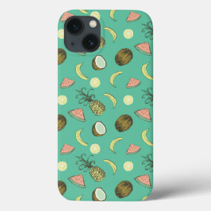Funda Para iPhone 13 Patrón de doodle de frutas tropicales