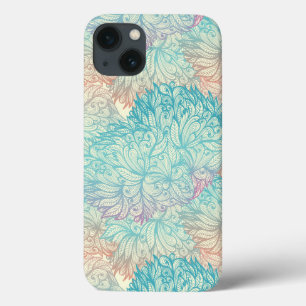 Funda Para iPhone 13 Patrón de Doodle Floral Multicolor