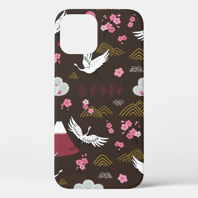 Funda De Case-Mate Para iPhone Patrón de doodle tradicional japonés sin soldadura (Reverso )