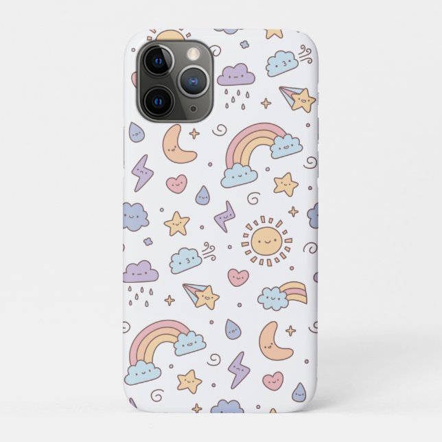 Funda De Case-Mate Para iPhone Patrón de Doodles Climáticos (Reverso)