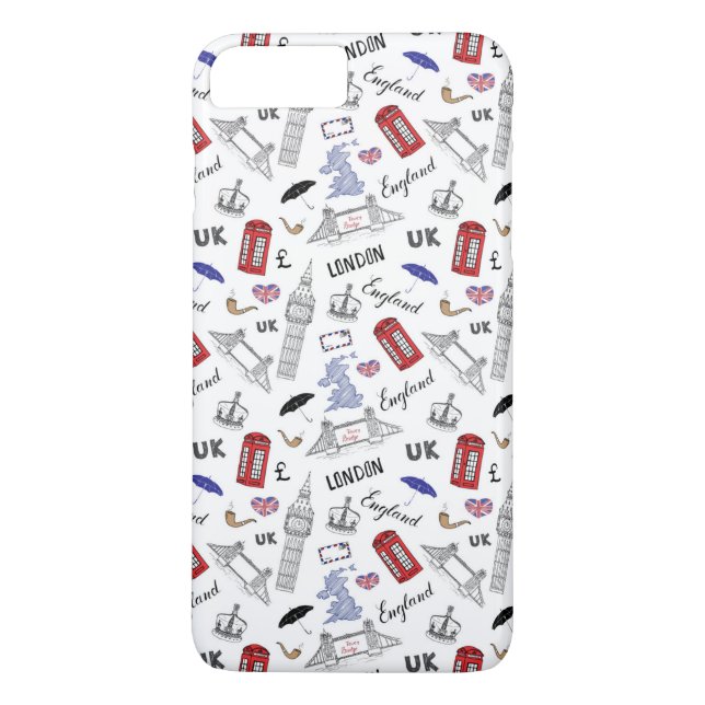 Funda De Case-Mate Para iPhone Patrón de Doodles de Londres (Reverso)
