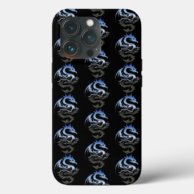 Funda De Case-Mate Para iPhone Patrón de dragón metálico plateado (Reverso )