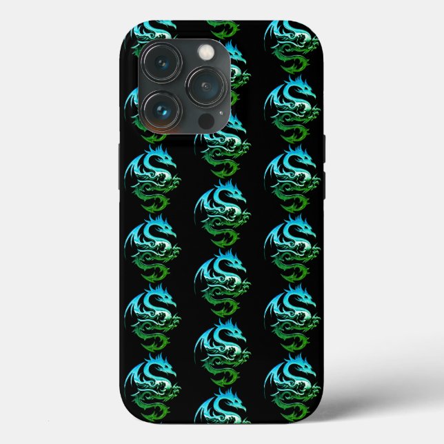 Funda De Case-Mate Para iPhone Patrón de dragón metálico verde (Reverso )