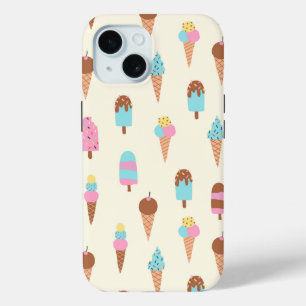 Funda Para iPhone 15 Patrón de dulces de crema de hielo de Pastel Cute