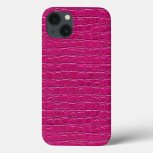Funda Para iPhone 13 patrón de efecto de cuero rosa