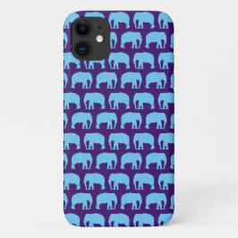 Funda Para iPhone 11 Patrón de elefante hipster suave azul morado