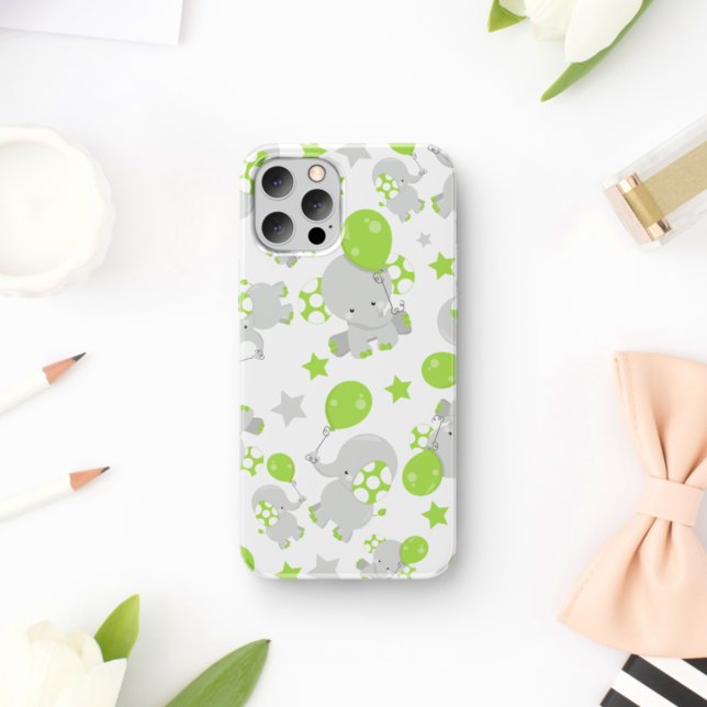 Funda De Case-Mate Para iPhone Patrón de Elefantes, Elefantes Cutos - Gris Verde (Subido por el creador)