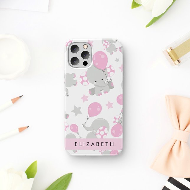 Funda De Case-Mate Para iPhone Patrón De Elefantes, Elefantes Cutos, Tu Nombre (Subido por el creador)