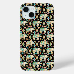 Funda Para iPhone 15 Mini Patrón de elefantes indios coloridos lindos