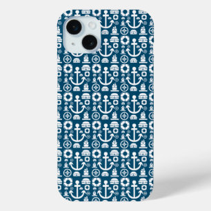 Funda Para iPhone 15 Mini patrón de elemento de marinero de la Marina del ma