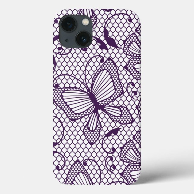 Funda De Case-Mate Para iPhone Patrón de encaje con mariposas (Reverso)