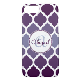 Funda Para iPhone 8/7 Patrón de Entramado Marroquí Monogramado Morado Om