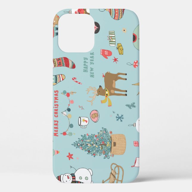 Funda De Case-Mate Para iPhone Patrón de envolvimiento de Navidades de árbol frit (Reverso )