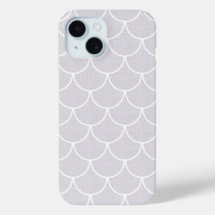 Funda Para iPhone 15 Patrón de Escama de Sirena Escalonada Blanca