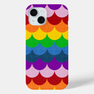 Funda Para iPhone 15 Patrón de escamas de sirena con brillo de arcoíris