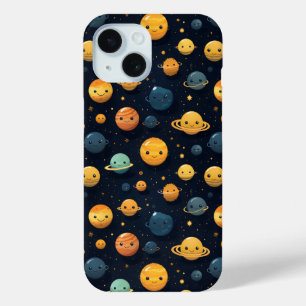 Funda Para iPhone 15 Patrón de espacio de planetas divertidos