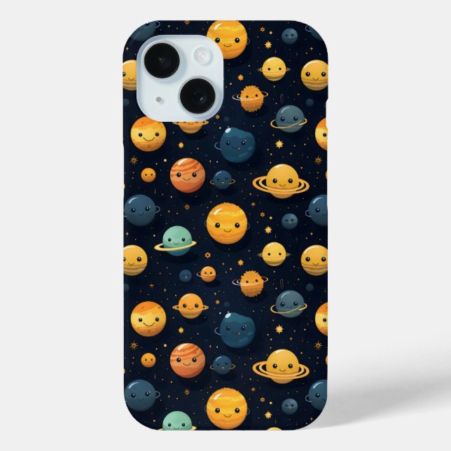 Funda De Case-Mate Para iPhone Patrón de espacio de planetas divertidos (Reverso )