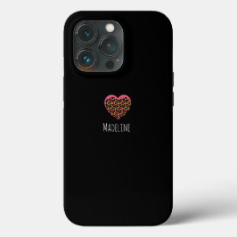 Funda Para iPhone 13 Pro Patrón de estampado animal de corazón simple rosa