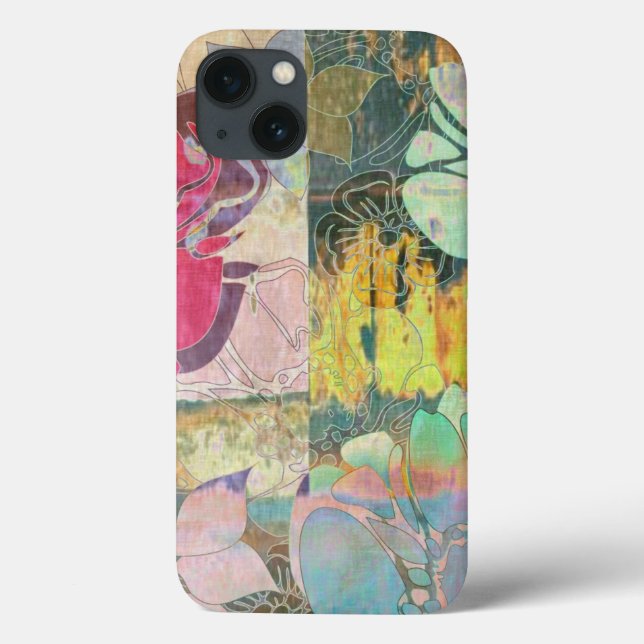 Funda De Case-Mate Para iPhone Patrón de estampado floral de arte (Reverso)
