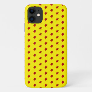 Funda Para iPhone 11 patrón de estrella roja en amarillo