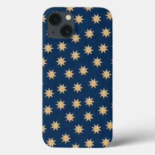 Funda Para iPhone 13 Patrón de estrellas azules de la Marina y el Relie
