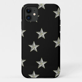 Funda Para iPhone 11 Patrón de estrellas grises en negro