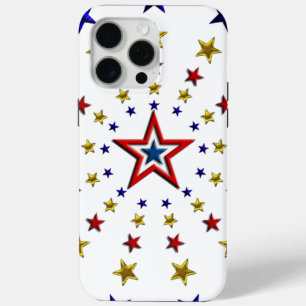 Funda Para iPhone 15 Pro Max Patrón de estrellas patrióticas EE.UU. Blanco rojo