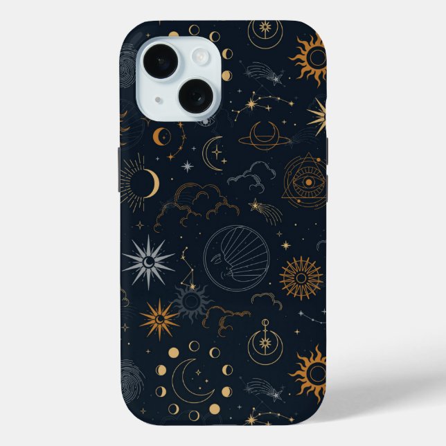 Funda De Case-Mate Para iPhone Patrón de estrellas y planetas (Reverso )