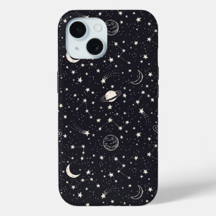 Funda Para iPhone 15 Patrón de estrellas y planetas