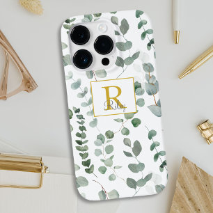 Funda Para iPhone 14 Pro De Case-Mate Patrón de eucalipto verde monograma