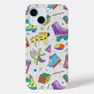 Funda Para iPhone 15 Patrón de fiesta de patinaje retro de los 90