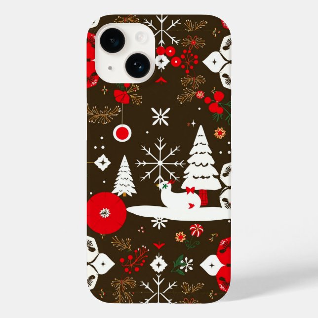 Funda De Case-Mate Para iPhone Patrón de fiestas de nieve (Reverso )