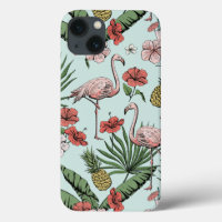 Patrón de Flamenco Hawaiano Dibujado a Mano