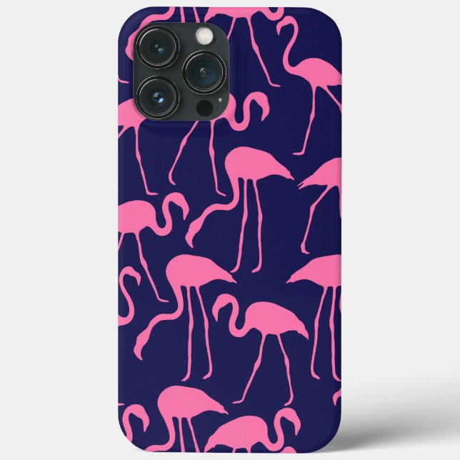 Funda De Case-Mate Para iPhone Patrón de flamencos rosados y de la marina (Reverso )