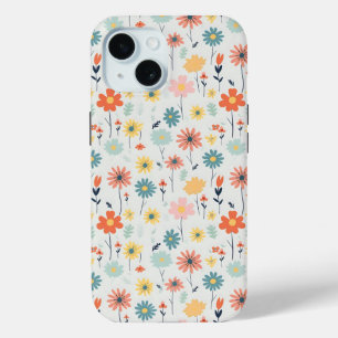 Funda Para iPhone 15 Patrón de flor de color suave