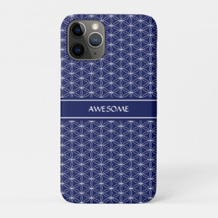 Funda Para iPhone 11 Pro Patrón de Flor de la Vida sobre Azul Marino