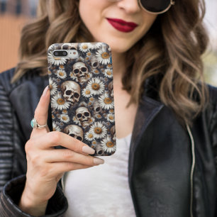 Funda Para iPhone 14 Pro Max De Case-Mate Patrón de flor de margarita gótica de calaveras 
