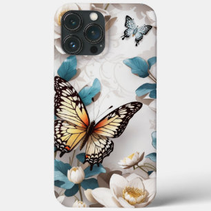 Funda Para iPhone 13 Pro Max Patrón de flor de mariposa sin soldadura