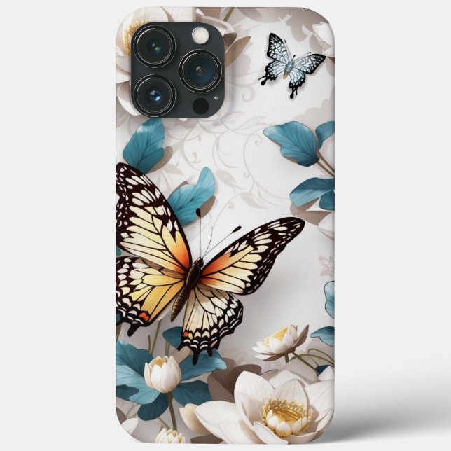 Funda De Case-Mate Para iPhone Patrón de flor de mariposa sin soldadura (Reverso )
