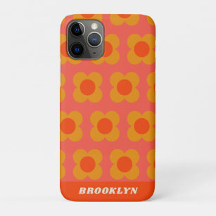 Funda Para iPhone 11 Pro Patrón de flor de moho retro en Naranja personaliz