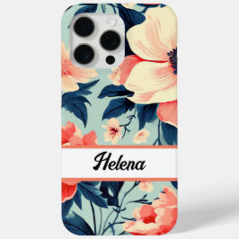 Funda Para iPhone 15 Pro Max Patrón de flor de nombre de texto