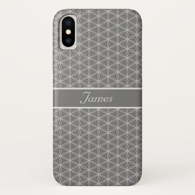 Funda De Case-Mate Para iPhone Patrón de Flor de Vida de Plata (Reverso)
