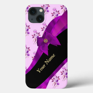 Funda Para iPhone 13 Patrón de flor floral vintage púrpura lila
