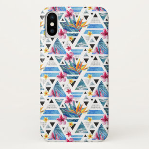 Funda Para iPhone X Patrón de flor geométrica tropical abstracta