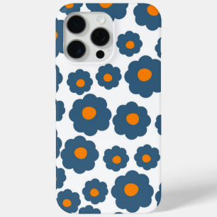 Funda Para iPhone 15 Pro Max Patrón de flor hippie del Naranja azul preppy