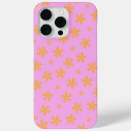 Funda Para iPhone 15 Pro Max Patrón de flor hippie rosado de Naranja preppy