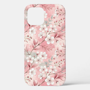 Funda Para iPhone 12 Pro Patrón de flor sakura rosado
