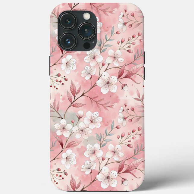 Funda De Case-Mate Para iPhone Patrón de flor sakura rosado (Reverso )